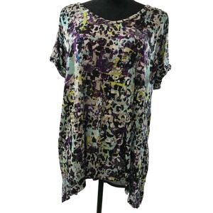 Cato Womens XL Multicolor Sheer Back Tunic Blouse Whimsigoth Dark Fairy